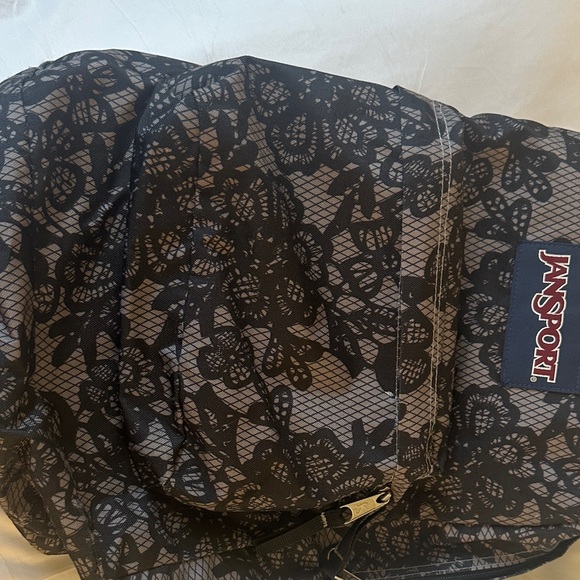 Jansport Vintage Black Floral Lace Backpack - Picture 7 of 8